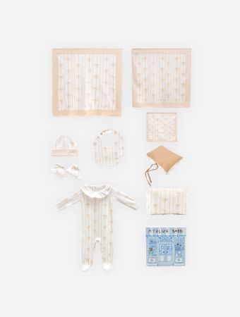 Atelier Babbi Beige Newborn 9 Piece Set - Ribbon