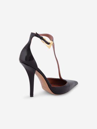 Paris Texas Black Maxi Embossed Croco 105 Jessica T-Strap Pump