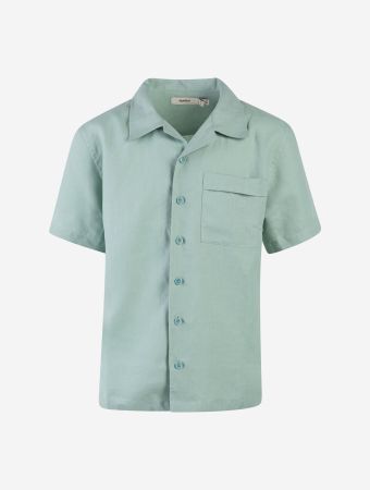 Pangaia Eucalyptus Blue Kid's DNA Lightweight Linen Camp Collared Shirt