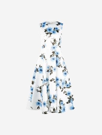 Emilia Wickstead Large Dahlia Baby Blue Mara Maxi Dress
