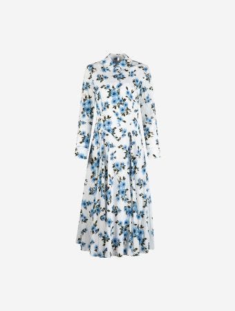 Emilia Wickstead Small Dahlia Baby Blue Jancine Maxi Dress