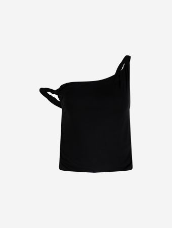 Good American Black Twist Tee Crop Top