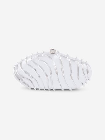 Cult Gaia Shiny Silver Ezara Clutch