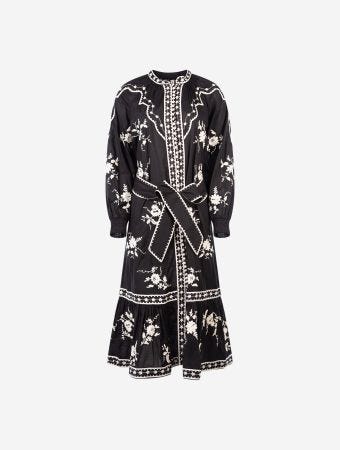 Scarlett Poppies Onyx Black French Promenade Midi Dress