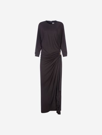 Christopher Esber Black Helix Crystal Stone Long Sleeve Maxi Dress