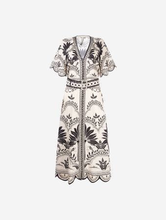 Scarlett Poppies Onyx Black Palm Springs Midi Dress