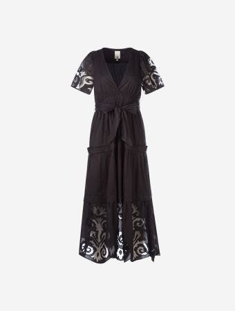 Scarlett Poppies Onyx Black Donnatella Midi Dress