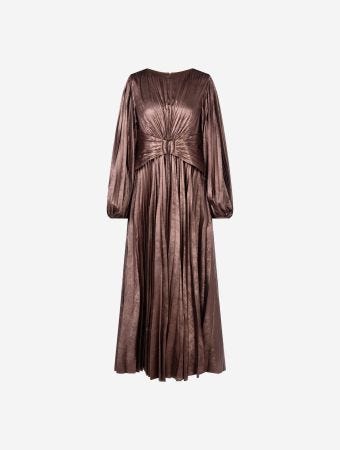 Acler Coffee Metallic Norseman Midi Dress