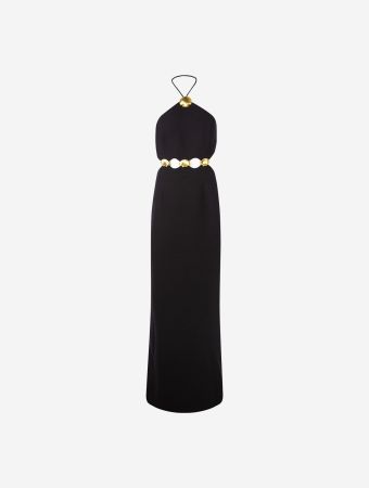 Rebecca Vallance Black Chelsea Halter Maxi Gown