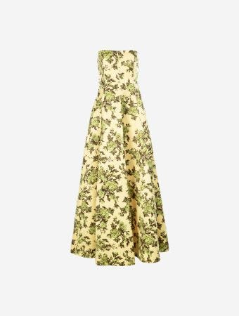 Emilia Wickstead Centifolia Roses Green Ragna Maxi Dress