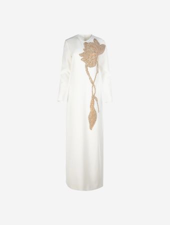 Costarellos Ivory Elea Column Maxi Gown