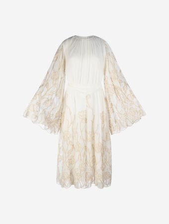 Costarellos Off-White Gold Yara Kaftan Gown
