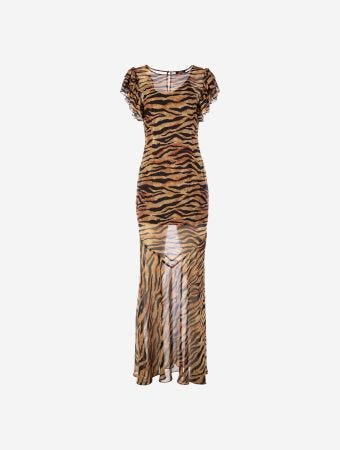 De La Vali Salvaje Print Bougainvellea Maxi Dress