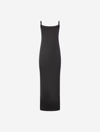 Good American Black Twist Shoulder Maxi Dress