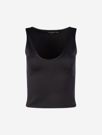 Good American Black Scuba Scoop Tank Top