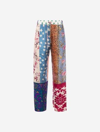 Marine Serre Multicolor Upcycled Silk Scarves Drawstring Trousers
