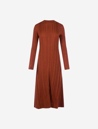 Aeron Rust Spice Long Sleeved Knitted Midi Dress