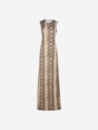 Marine Serre Grege Python Printed Draped Jersey Tank Maxi Dress
