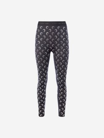 Marine Serre Black Strass Moon Rhinestoned Jersey Stirrup Leggings