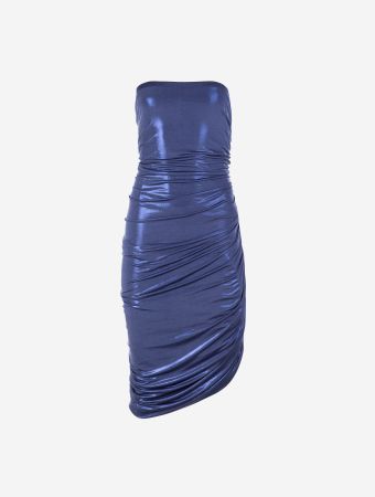 Norma Kamali Military Blue Strapless Diana Gown
