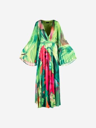 Leo Lin Papillon Print Green Tatiana Maxi Dress