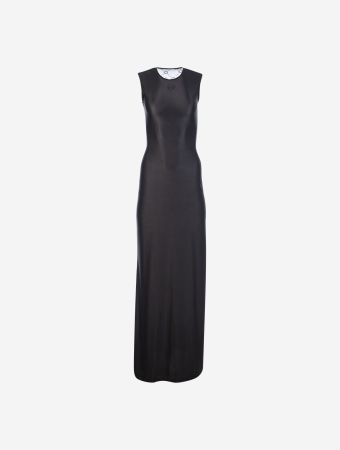 Marine Serre Black Draped Jersey Tank Maxi Dress