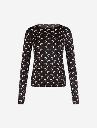 Marine Serre Inverse Tan Regenerated Aom Jersey Long Sleeved Second Skin Top