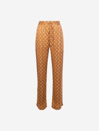Marine Serre Dark Camel Moon Printed Flou Drawstring Trousers