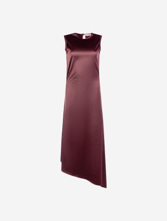 Aeron Merlot Amara Asymmetrical Midi Dress With Front Slit