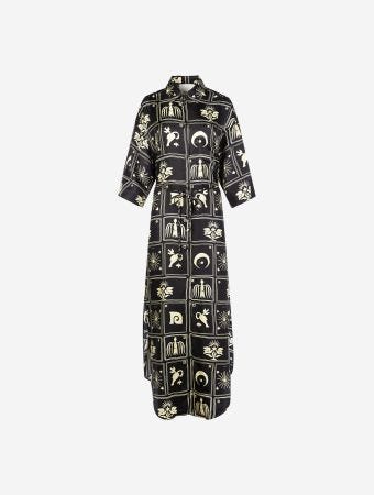 Nanushka Folk Art Black Damala Shirt Dress