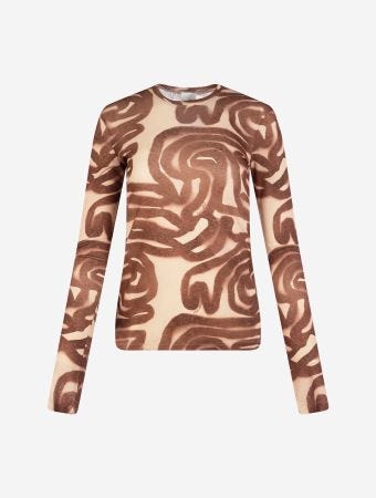 Nanushka Caramel Ribbon Lymee Long Sleeved Top
