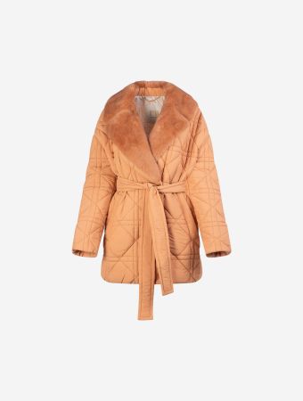 Registered Orange Waterproof Coat With Mink Fur Collar