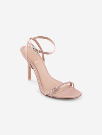 Black Suede Studio Old Rose Angled Snipped Toe Sandals With Embellished Strap