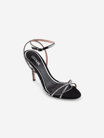Gedebe Satin Black Crystal Charlize 105 Heels