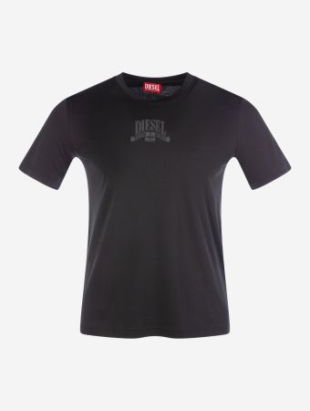 Diesel Black Interlock T-shirt With Tonal Diesel Print
