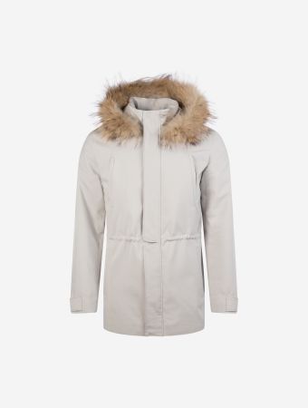 Goz Fur Loro Piana Waterproof Coat Off White With Racoon Fur Collar