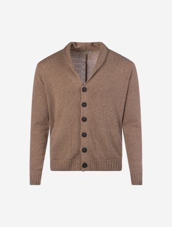 John Smedley Mushroom Mens Shawl Collar Jacket Knitwear