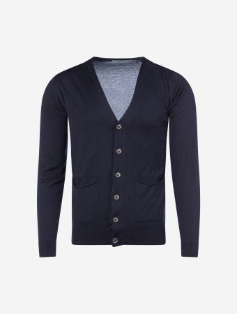 John Smedley Midnight Cardigan V Neck Long Sleeve Knitwear