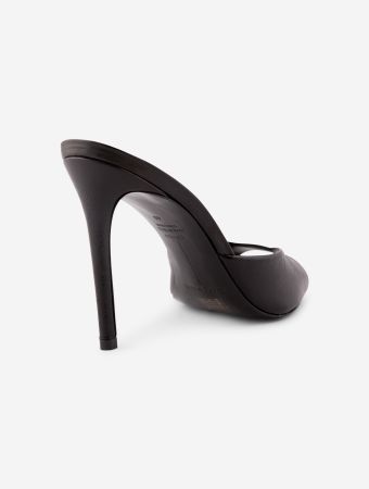 Black Suede Studio Black Crinkle Pointy Toe Slipper Mules