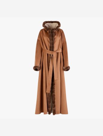 Registered Camel Beige Cashmere Reversible Jacket With Mink Fur