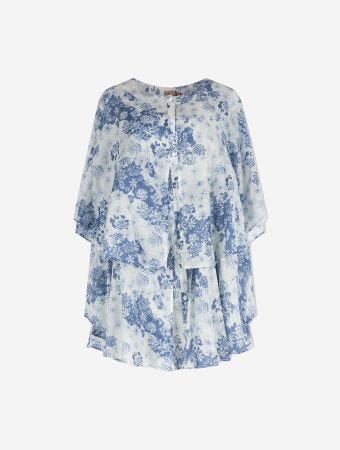 Desmond & Dempsey Blue Flowers Of Time 50S Floataway Nightie