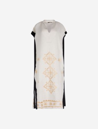 Greek Archaic Kori Natural Black Gold Kaftan