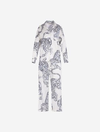Desmond & Dempsey Cream Womens Jaguar Print Long Set