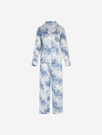 Desmond & Dempsey Blue Flowers Of Time Womens Long Set