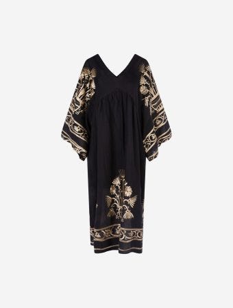 Greek Archaic Kori Black Gold Dress