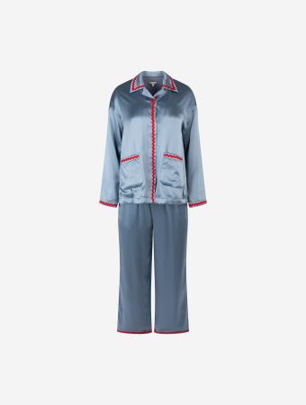Not Just Pajama Blue Memories Of Nice Azure Breeze Silk Long Set