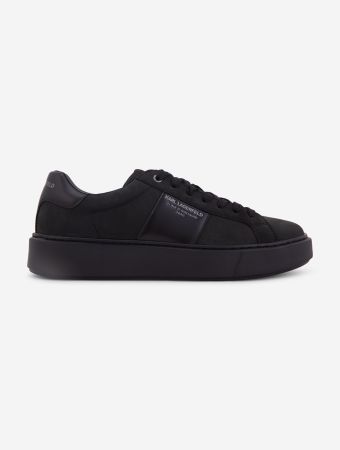 Karl Lagerfeld Black Nubuck Mono Maxi Band Lo Lace Sneakers
