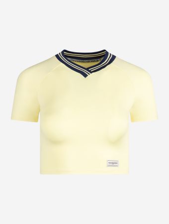 The Giving Movement Lemon Softskin Sportscore V Neck Fitted T Shirt