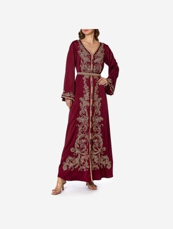 Eleganza La Mode Maroon Moroccan Kaftan