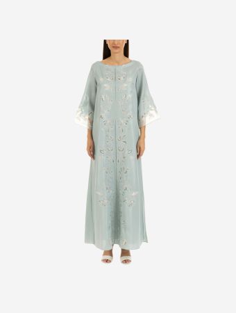 Mauzan Sky Blue Kaftan With Embroidery Details